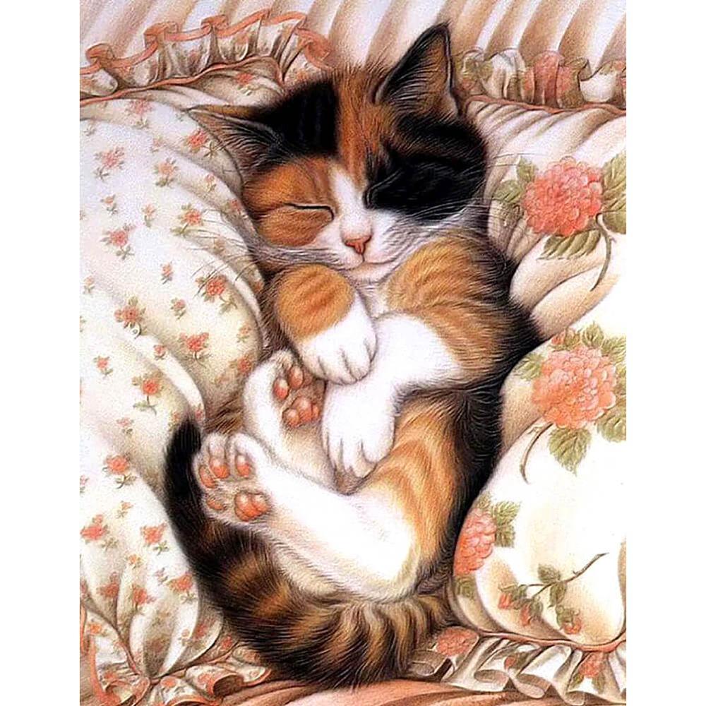 Free Sleeping Kitten - MyCraftsGfit - Free 5D Diamond Painting