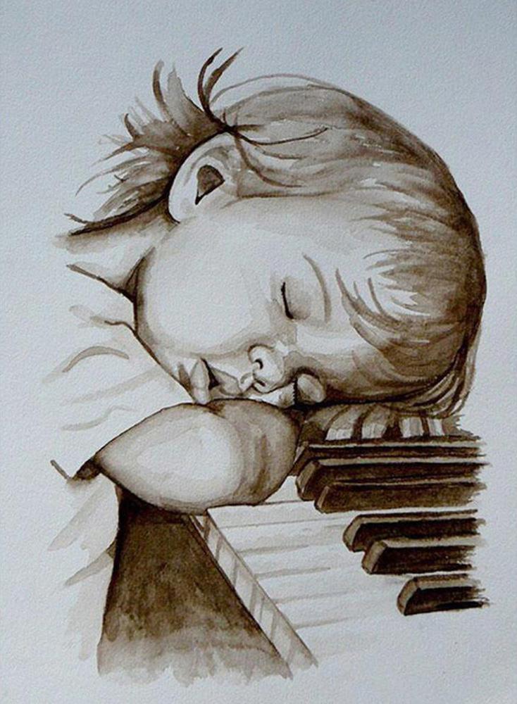 Free Sleeping Piano Kid - MyCraftsGfit - Free 5D Diamond Painting