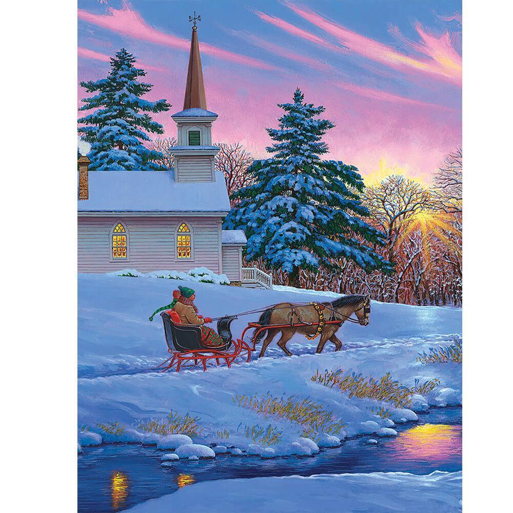 Free Snow Carriage House - MyCraftsGfit - Free 5D Diamond Painting