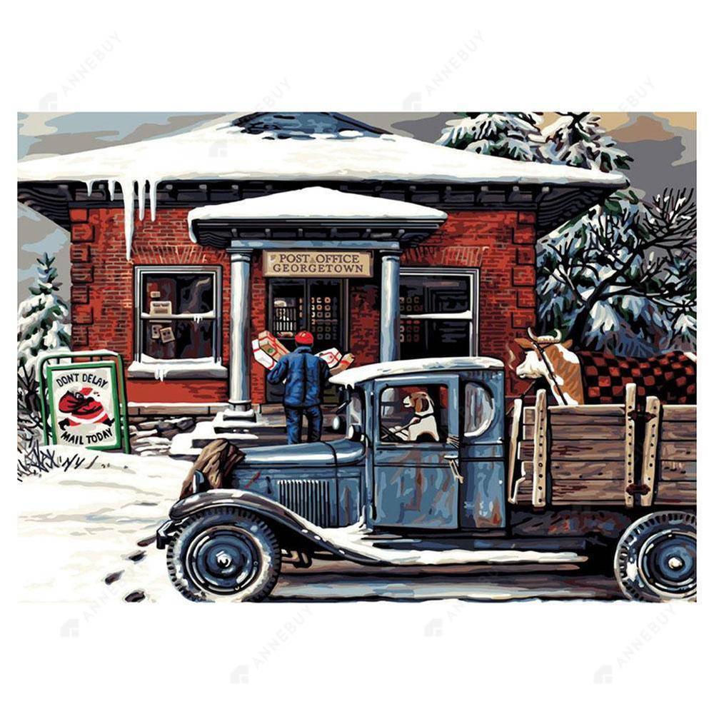 Free Snow Post Office - MyCraftsGfit - Free 5D Diamond Painting