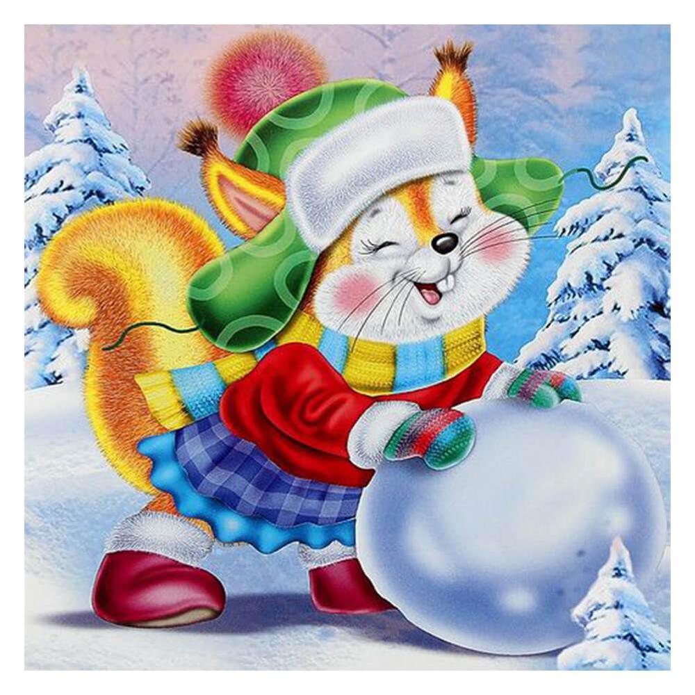 Free Squirrel Snowball - MyCraftsGfit - Free 5D Diamond Painting