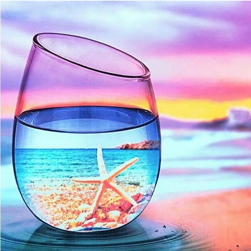 Free Starfish In Cup - MyCraftsGfit - Free 5D Diamond Painting