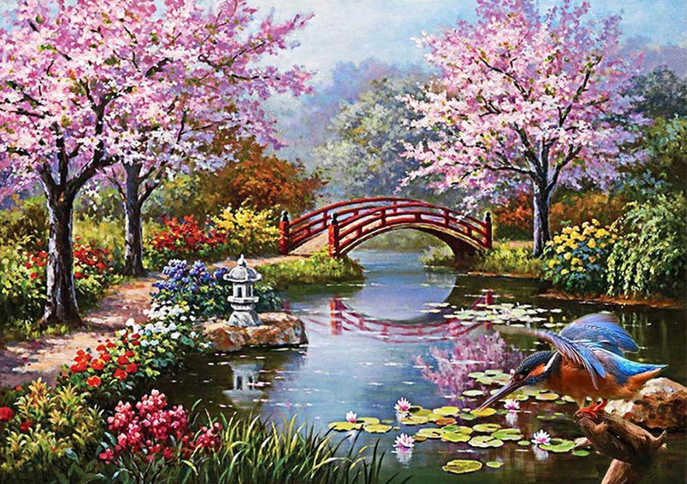 Free Summer __akura Bridge_ - MyCraftsGfit - Free 5D Diamond Painting