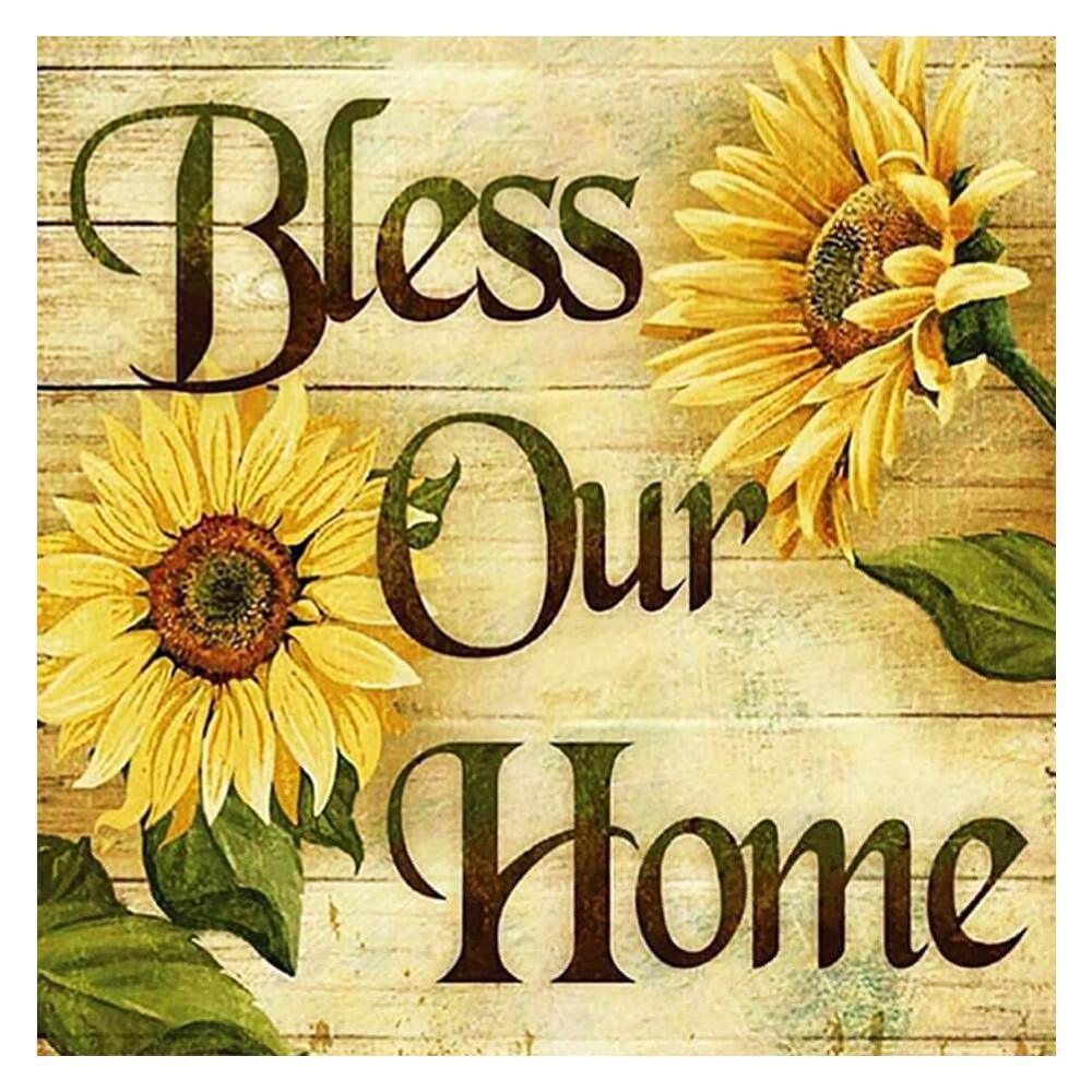 Free Sunflower __less Our Home_ - MyCraftsGfit - Free 5D Diamond Painting