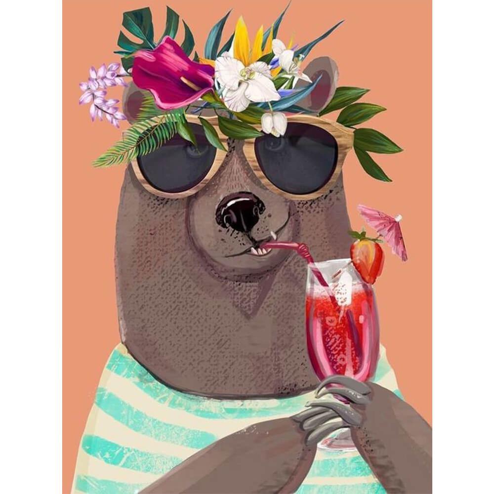 Free Sunglass Bear - MyCraftsGfit - Free 5D Diamond Painting