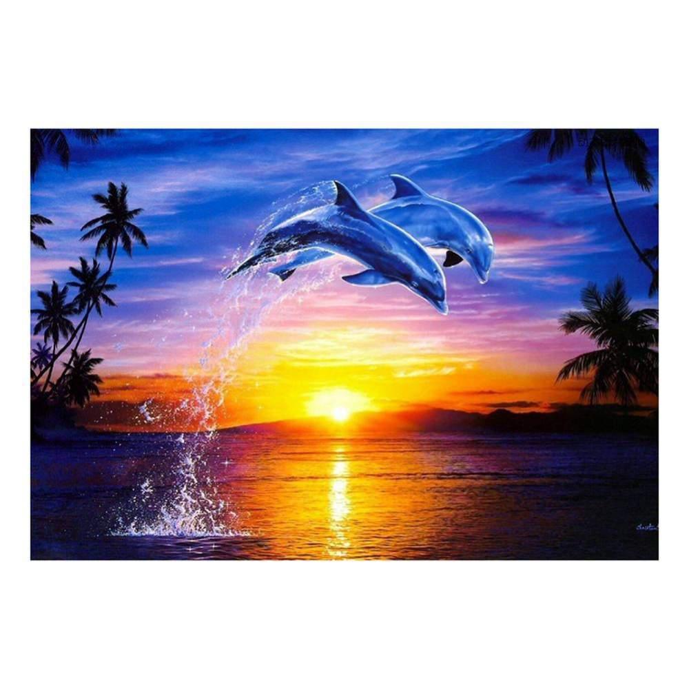 Free Sunset Dolphin - MyCraftsGfit - Free 5D Diamond Painting