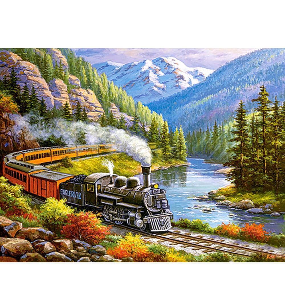 Free Train Park - MyCraftsGfit - Free 5D Diamond Painting