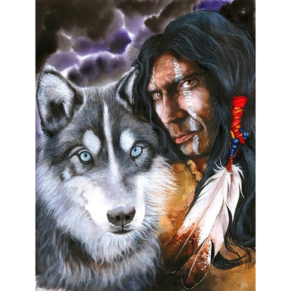 Free Wolf and Indian - MyCraftsGfit - Free 5D Diamond Painting