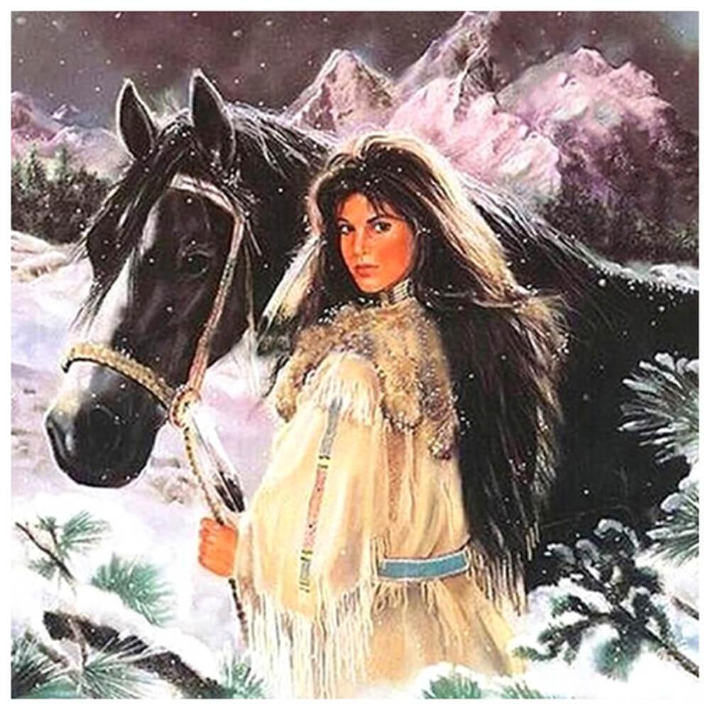 Free Woman And Horse - MyCraftsGfit - Free 5D Diamond Painting