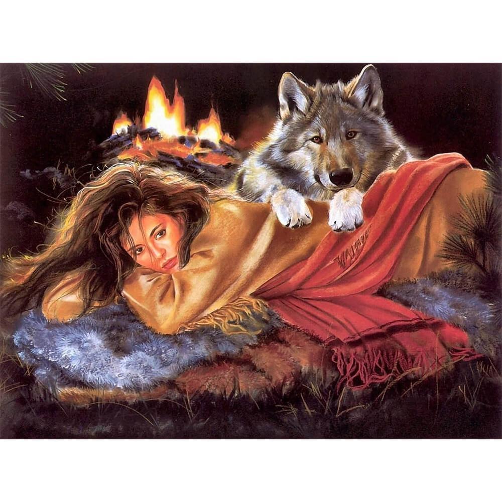 Free Wolf Woman - MyCraftsGfit - Free 5D Diamond Painting